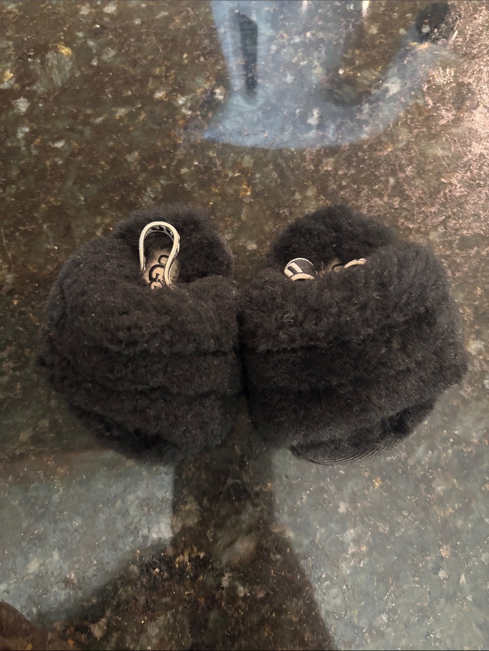 Baby Black Fur Ugg Sandals